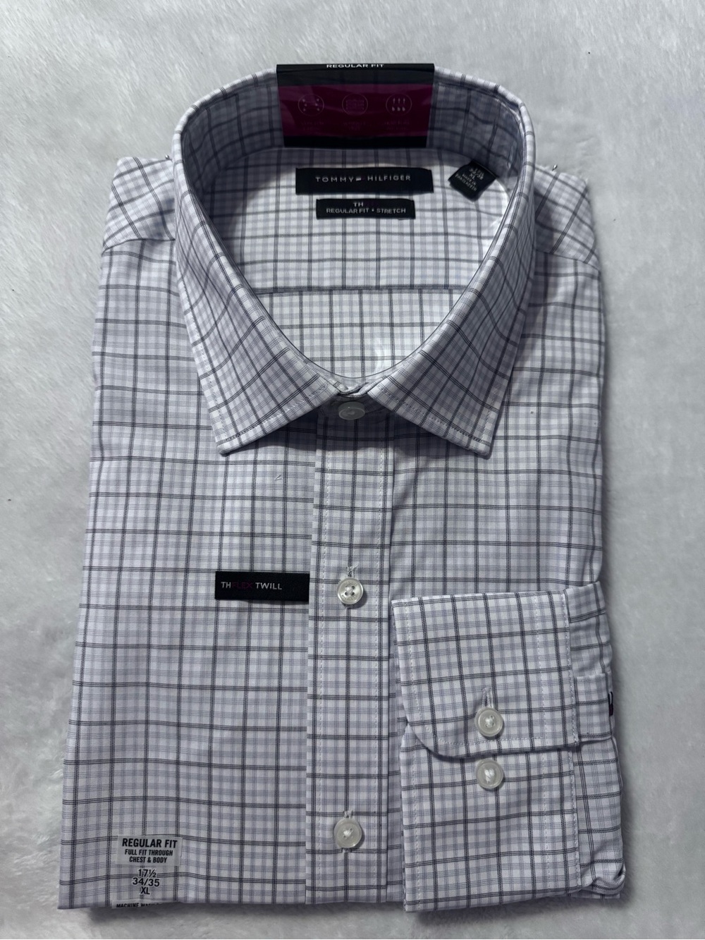 Tommy Hilfiger Light Blue Windowpane Dress Shirt